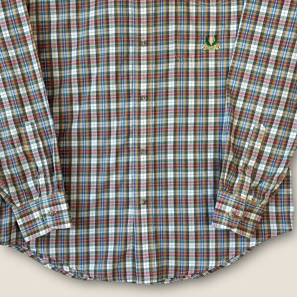 Wrangler Riata Long Sleeve Button Down Shirt Size M Lightweight Multicolor Plaid - Picture 4 of 12